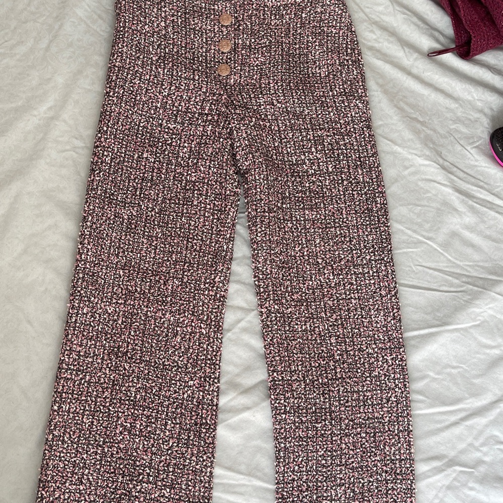 CHANEL Pink and Black Tweed Pants